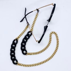 Eva Earrings Effect Black&Gold-Frame Chain