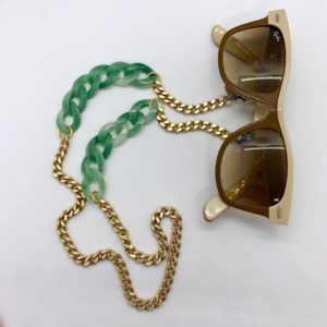 Eva Earrings Effect Mint & Gold-Frame Chain
